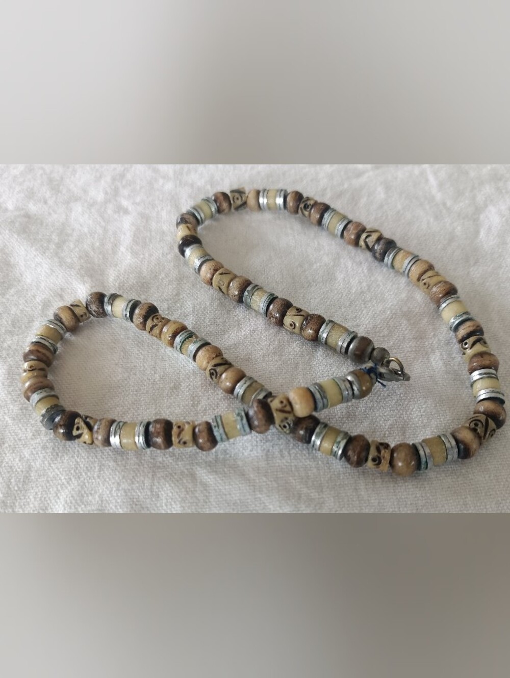 Handcrafted Neutral Brown and Cream Beaded Necklace